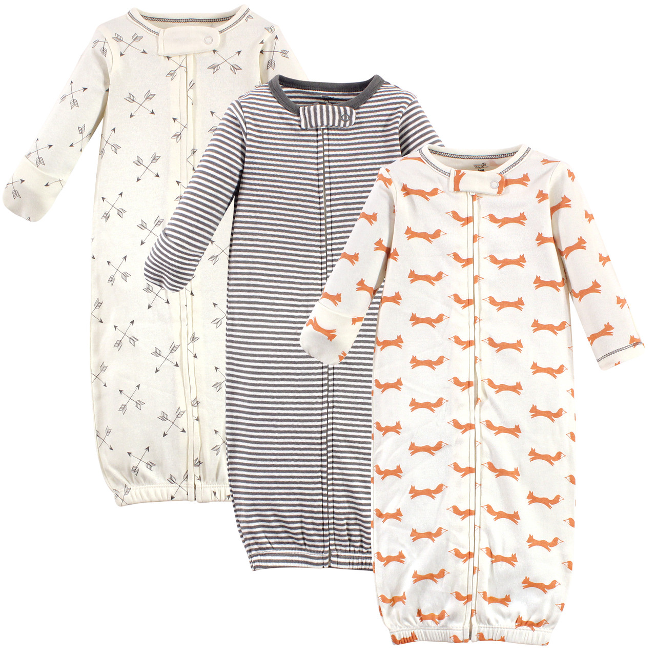 Fox Touched by Nature Baby Organic Cotton Henley Gowns 3pk