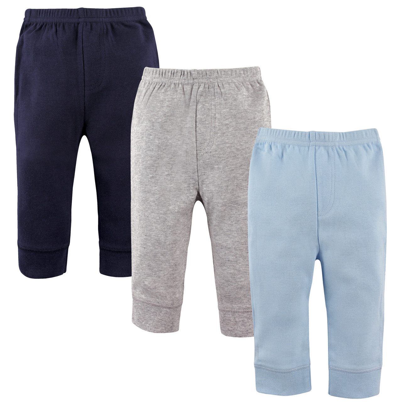 Luvable Friends Toddler Tapered Ankle Pants, 3Pack, Blue & Gray Baby