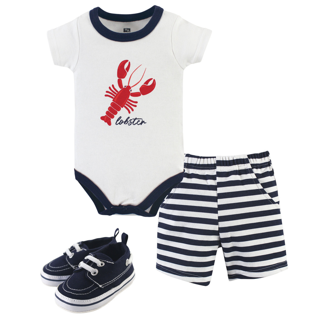 Hudson Baby Bodysuit, Shorts and Shoes, 3Piece Set, Lobster Baby and