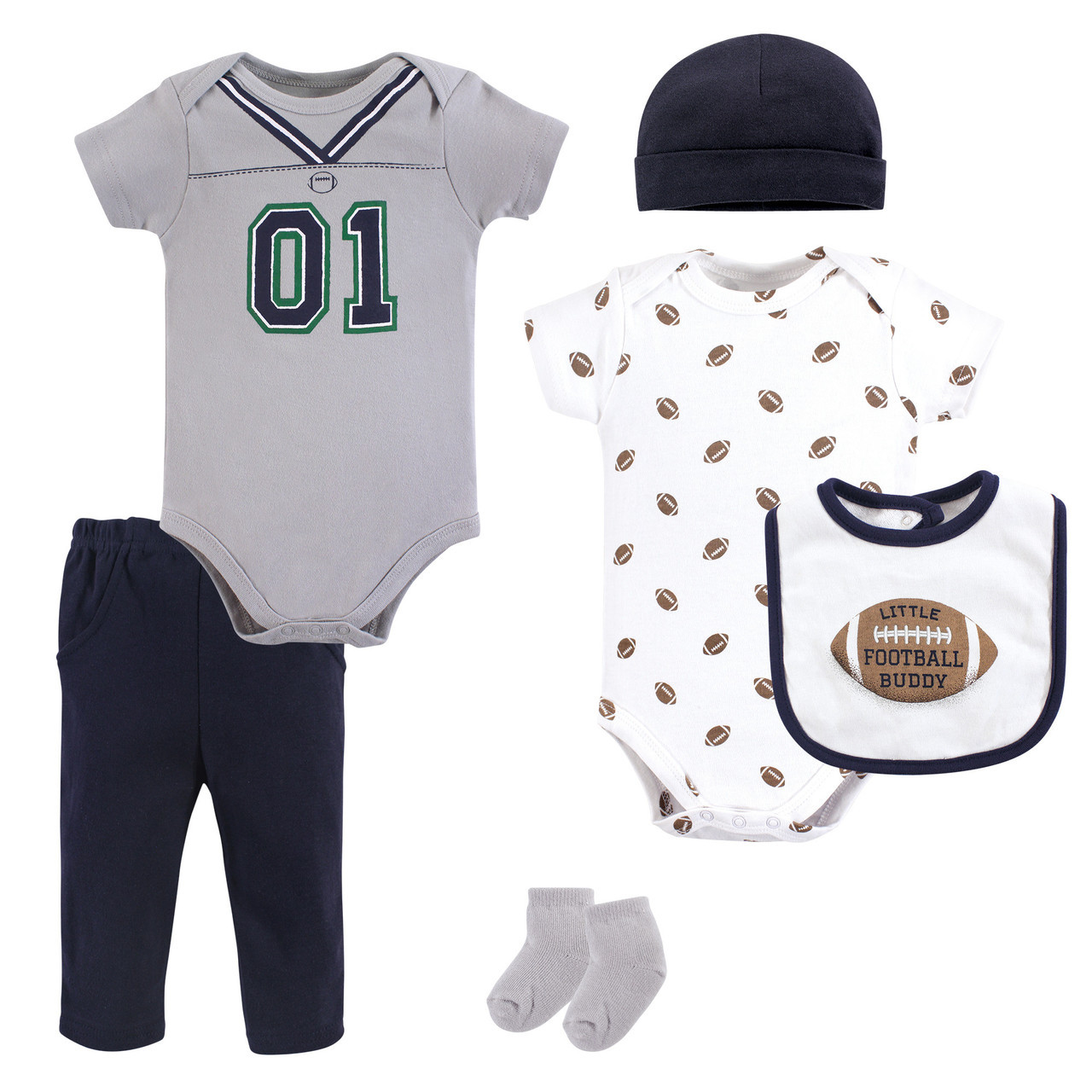 Little Treasure 6 Piece Clothing Set Football Jersey Baby and Toddler