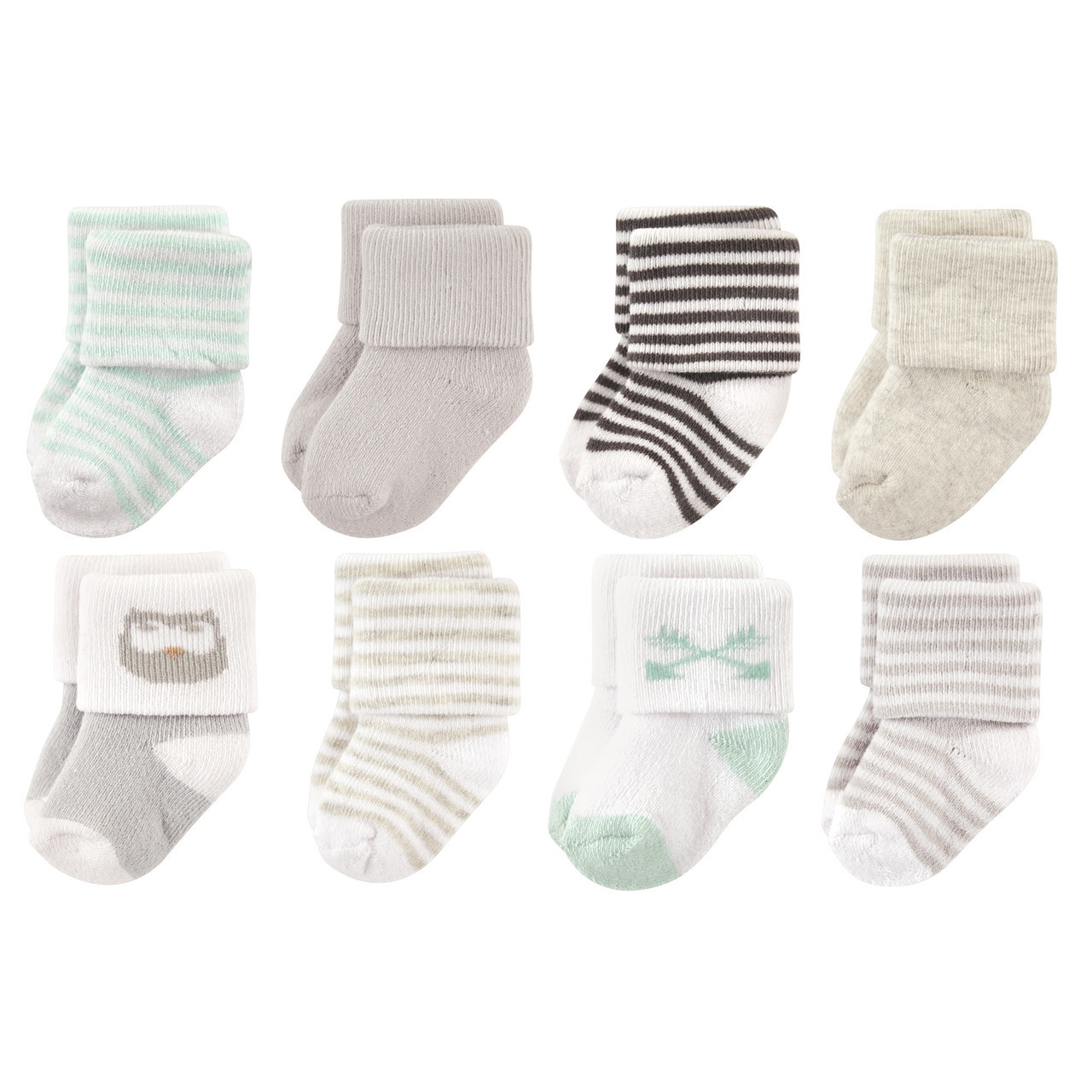 Luvable Friends Socks, 8Pack, Mint Owl Baby and Toddler Clothes