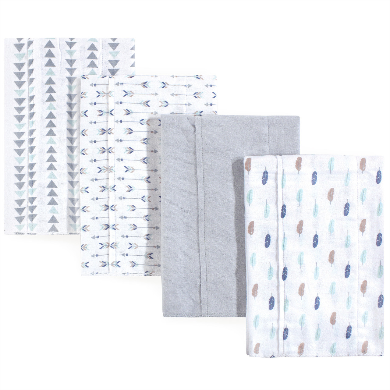 Luvable Friends Flannel Burp Cloth, 4 Pack, Boy Feathers Baby and