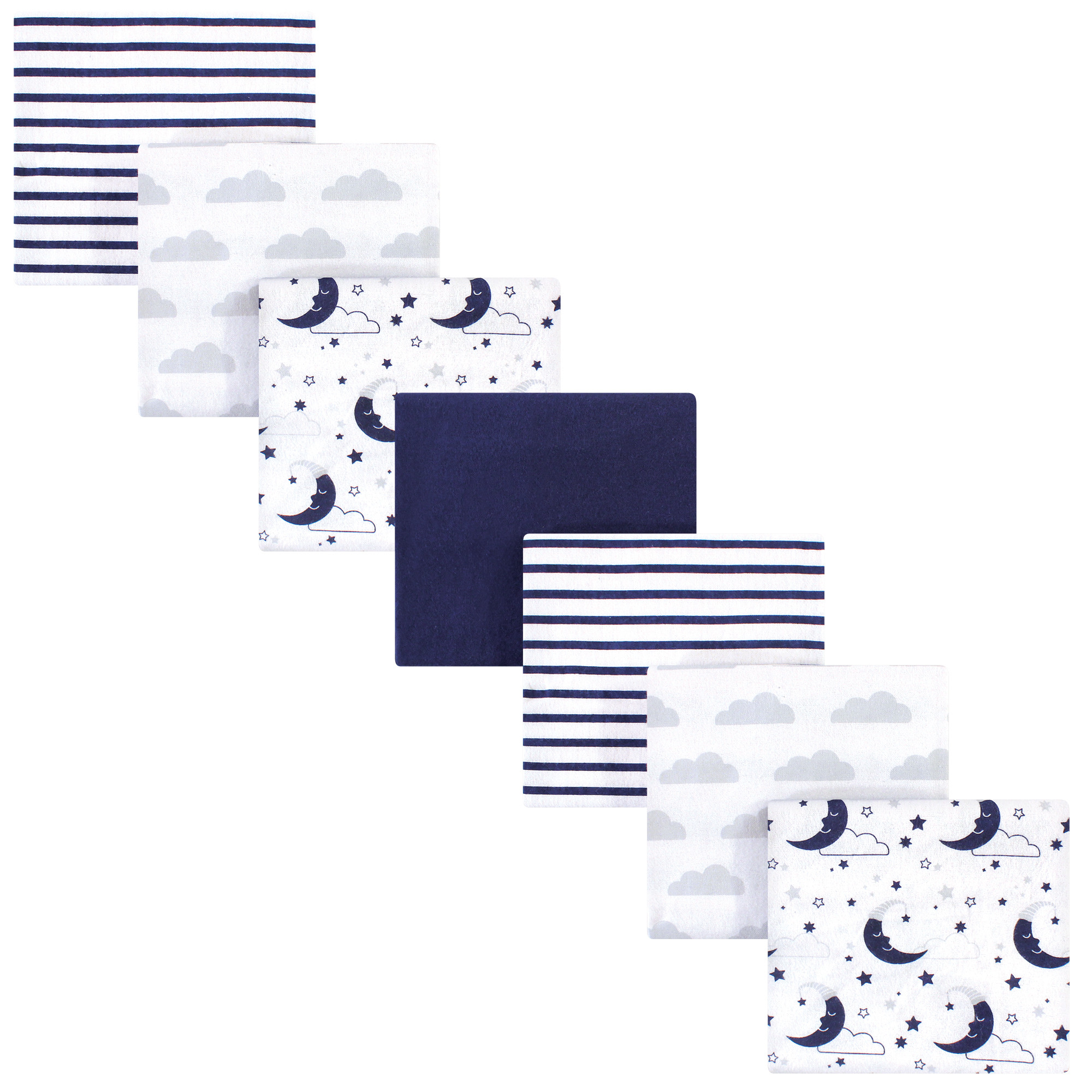 Hudson Baby Flannel Receiving Blanket, 7 Pack, Moon, One Size Baby