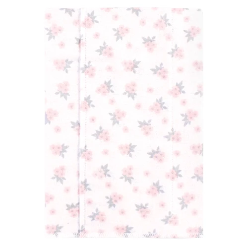 Hudson Baby Cotton Flannel Burp Cloths, Gray Pink Floral