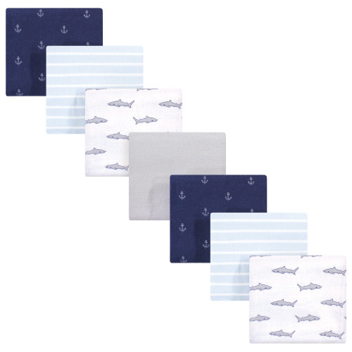 Hudson Baby Cotton Flannel Receiving Blankets Bundle, Shark