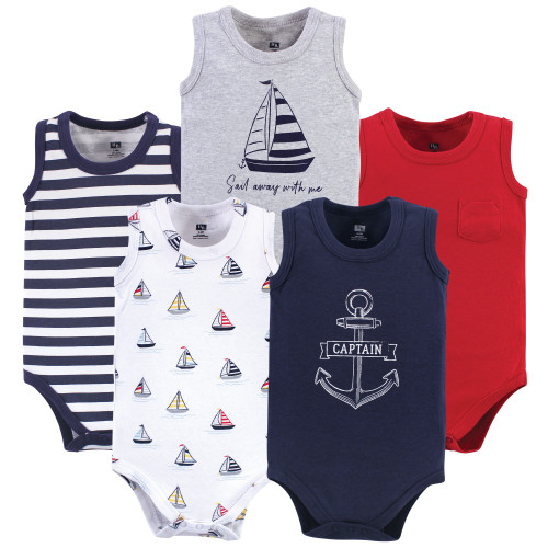 Hudson Baby Cotton Sleeveless Bodysuits, Captain