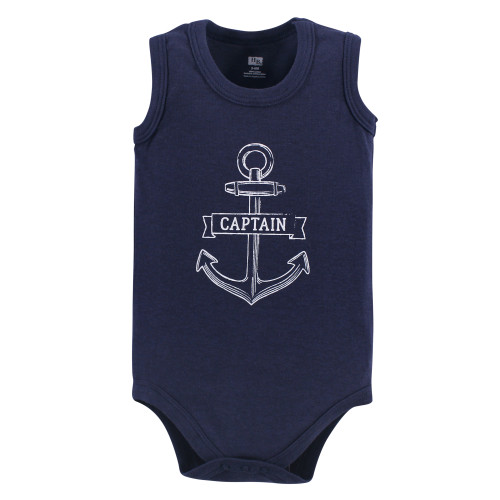 Hudson Baby Cotton Sleeveless Bodysuits, Captain