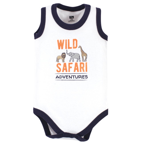 Hudson Baby Cotton Sleeveless Bodysuits, Wild Safari