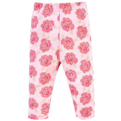 Little Treasure Cotton Bodysuit, Pant and Shoe Set, Dk. Pink Gold Rose