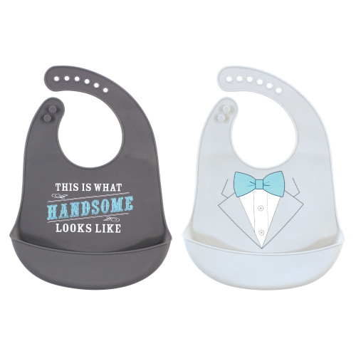 Little Treasure Silicone Bibs, Gray Mint Handsome, One Size