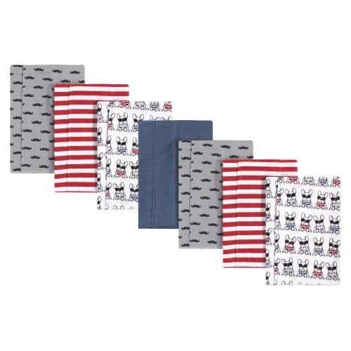 Hudson Baby Cotton Flannel Burp Cloths, French Dog