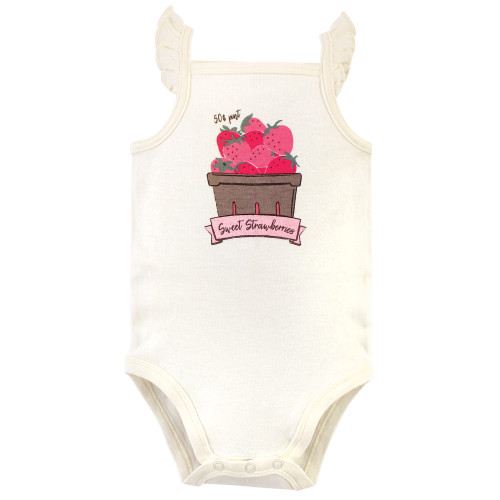 Touched By Nature Organic Cotton Bodysuits, Strawberries 5-Pack