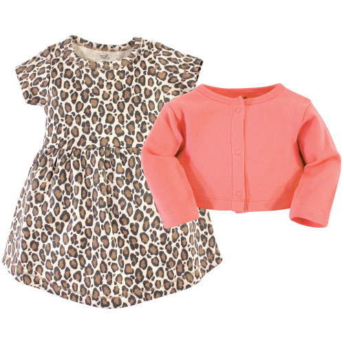 Touched By Nature Organic Cotton Dress and Cardigan, Leopard