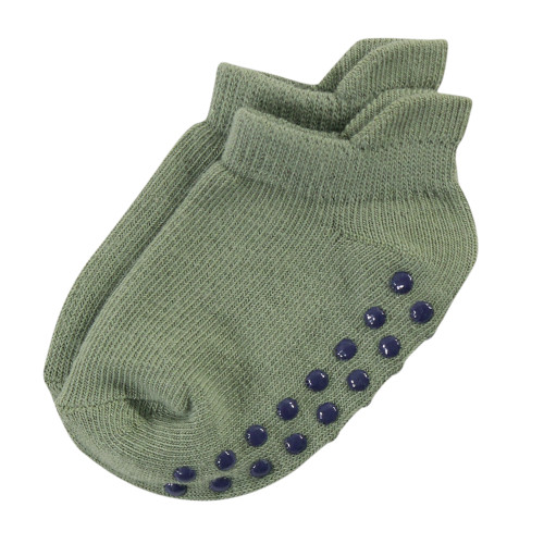 Touched By Nature Organic Cotton Socks with Non-Skid Gripper for Fall Resistance, Solid Blue Black