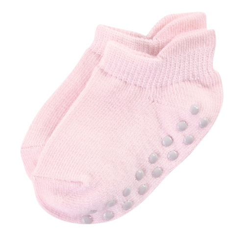 Touched by Nature Organic Cotton Socks with Non-Skid Gripper for Fall Resistance, Solid Pink Coral