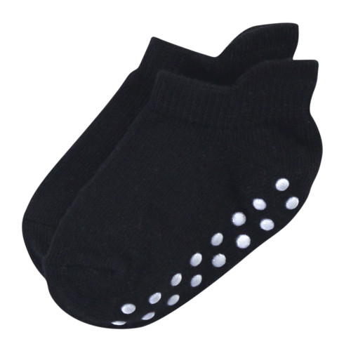 Touched by Nature Organic Cotton Socks with Non-Skid Gripper for Fall Resistance, Solid Black Gray