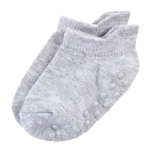 Touched by Nature Organic Cotton Socks with Non-Skid Gripper for Fall Resistance, Solid Black Gray
