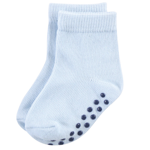 Touched By Nature Organic Cotton Socks with Non-Skid Gripper for Fall Resistance, Solid Black Blue
