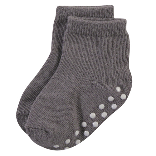Touched By Nature Organic Cotton Socks with Non-Skid Gripper for Fall Resistance, Solid Black Blue