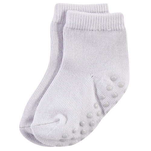 Touched by Nature Organic Cotton Socks with Non-Skid Gripper for Fall Resistance, Solid Black Pink