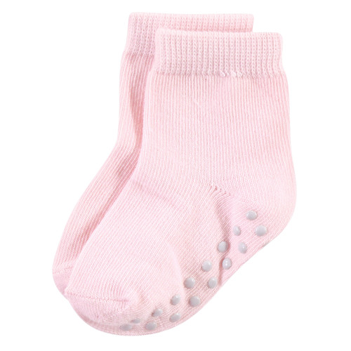 Touched by Nature Organic Cotton Socks with Non-Skid Gripper for Fall Resistance, Solid Black Pink