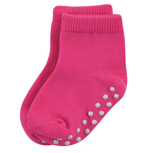 Touched by Nature Organic Cotton Socks with Non-Skid Gripper for Fall Resistance, Solid Black Pink