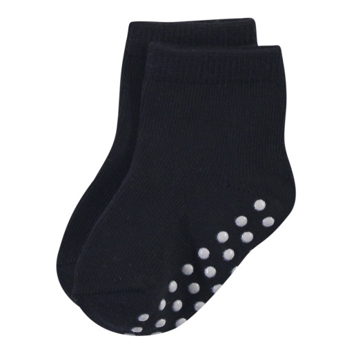 Touched by Nature Organic Cotton Socks with Non-Skid Gripper for Fall Resistance, Solid Black