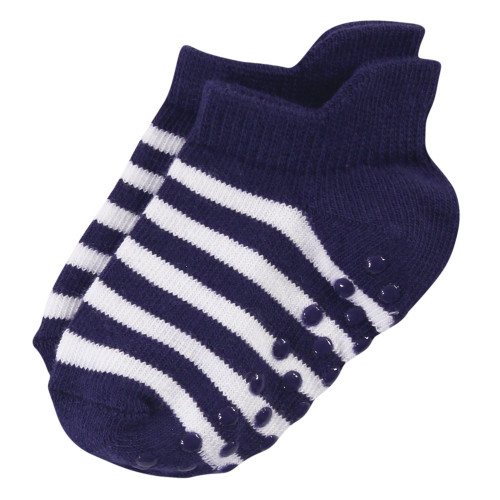Touched by Nature Organic Cotton Socks with Non-Skid Gripper for Fall Resistance, Blue Black