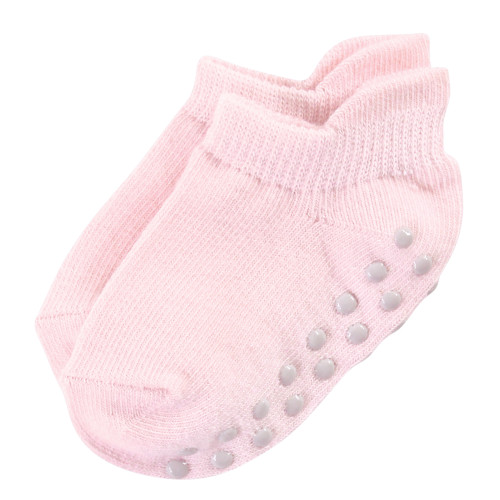 Touched by Nature Organic Cotton Socks with Non-Skid Gripper for Fall Resistance, Pink Black