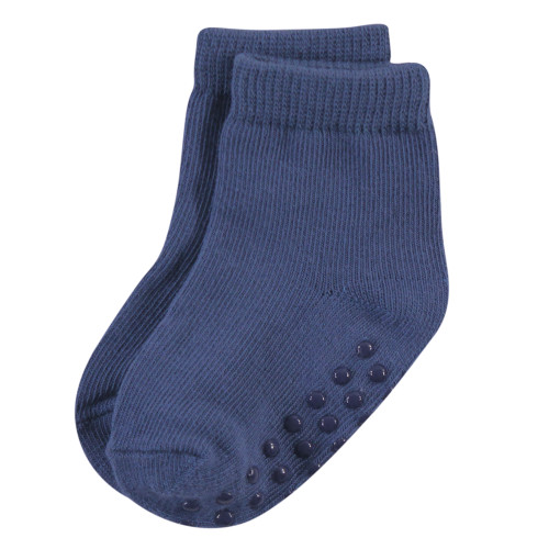 Touched by Nature Organic Cotton Socks with Non-Skid Gripper for Fall Resistance, Blue