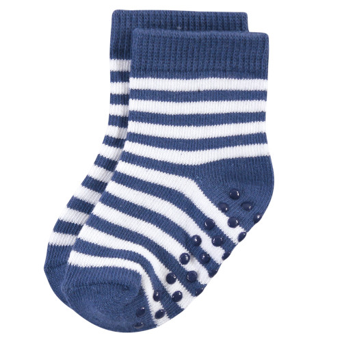 Touched by Nature Organic Cotton Socks with Non-Skid Gripper for Fall Resistance, Blue