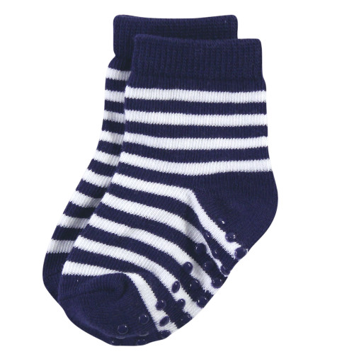 Touched by Nature Organic Cotton Socks with Non-Skid Gripper for Fall Resistance, Blue