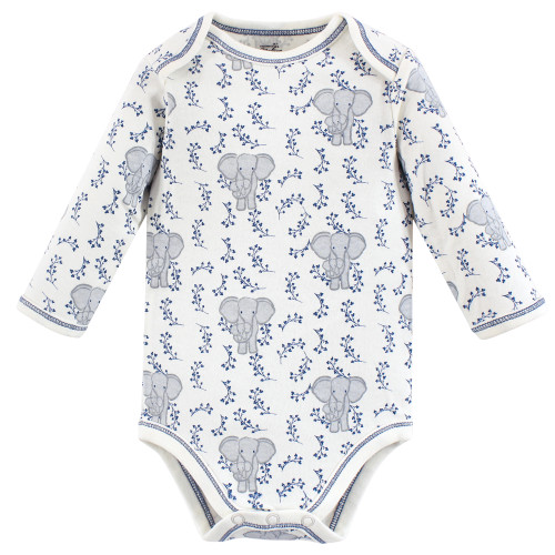 Touched by Nature Organic Cotton Long-Sleeve Bodysuits, Elephant