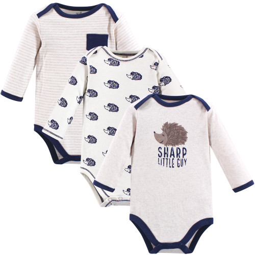 Touched by Nature Unisex Baby Organic Cotton Long-Sleeve Bodysuits, Hedgehog