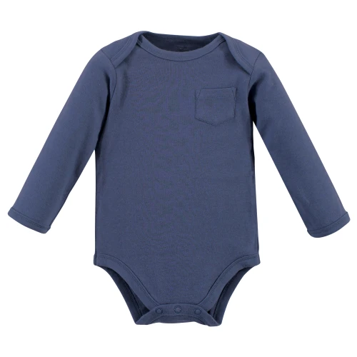 Touched by Nature Organic Cotton Long-Sleeve Bodysuits, Blue Whale