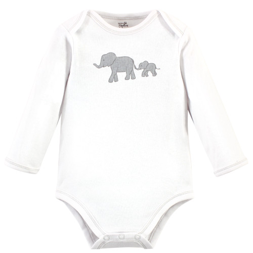 Touched by Nature Organic Cotton Long-Sleeve Bodysuits, Marching Elephant