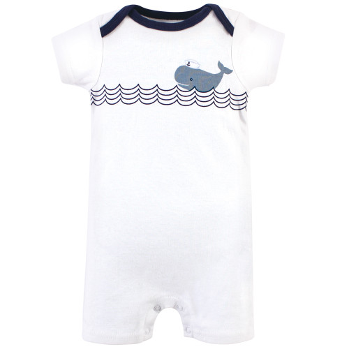 Hudson Baby Cotton Rompers, Sailor Whale
