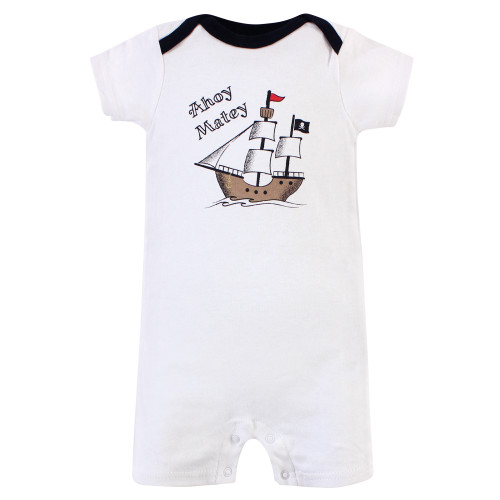 Hudson Baby Cotton Rompers, Pirate Ship
