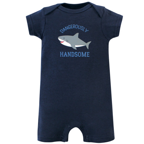 Hudson Baby Cotton Rompers, Shark