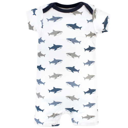 Hudson Baby Cotton Rompers, Shark