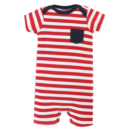 Hudson Baby Cotton Rompers, Captain