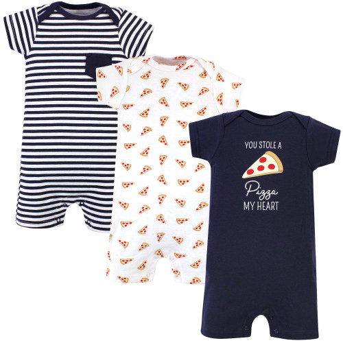 Hudson Baby Unisex Baby Cotton Rompers, Pizza