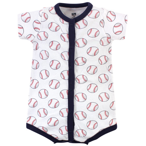 Hudson Baby Cotton Rompers, Baseball