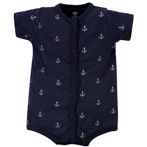 Hudson Baby Cotton Rompers, Gray Shark