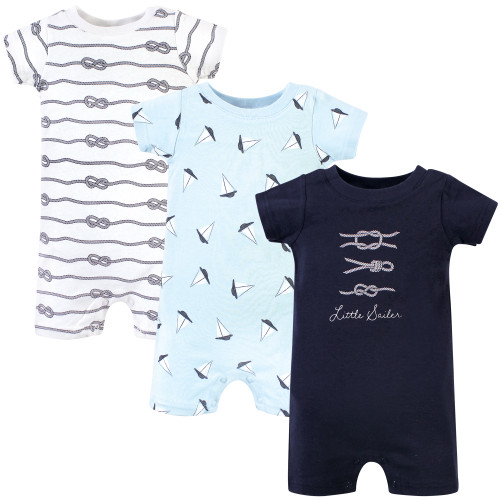 Hudson Baby Cotton Rompers, Little Sailer