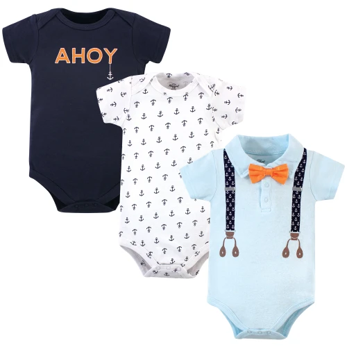 Little Treasure Cotton Bodysuits, Anchor Suspenders