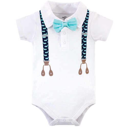 Little Treasure Cotton Bodysuits, Whale Suspenders