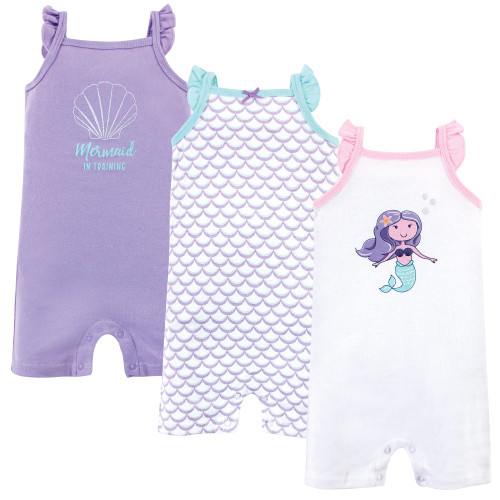 Hudson Baby Cotton Rompers, Mermaid