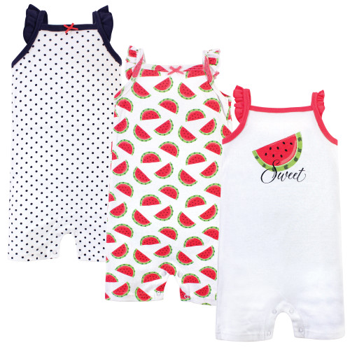 Hudson Baby Unisex Baby Cotton Rompers, Watermelon