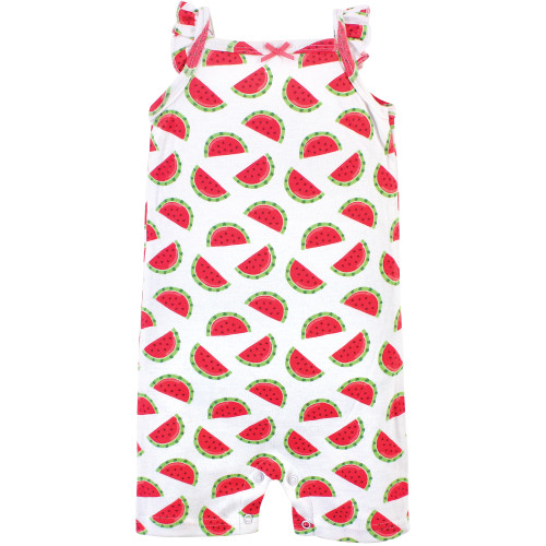 Hudson Baby Cotton Rompers, Watermelon